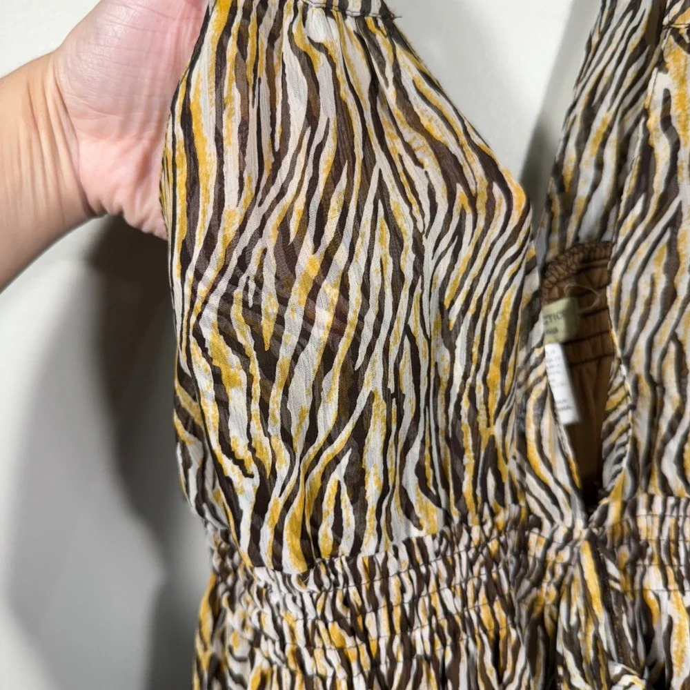 Moon Collection Dress Brown Yellow White Tiger Print Sleeveless Medium - Picture 7 of 9